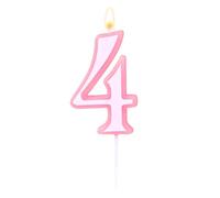 Hot Pink Number Birthday Candle, 2.16in Pink and White Happy Birthday Cake Candle Cake Topper Decorations Numeral Candle for Wedding Anniversary Celebration Girls Party Supplies(Number 4)