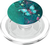 Hot Pink Teal Butterfly Cute Blue Butterflies Dark Turquoise PopSockets PopGrip pour MagSafe