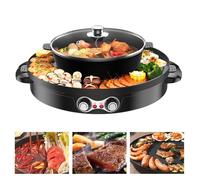 Hot Pot avec Grill 2200W, 220V-Hotpot Électrique 2 en 1, Grill Électrique Multifonction avec Régulation de Température Indépendante