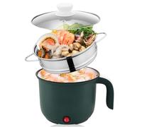 Hot Pot - Casserole électrique - 1,8 l - Avec cuiseur vapeur - Mini cuiseur à vapeur - Poêle électrique - Portable - Idéal pour la cuisine, le dortoir, les voyages