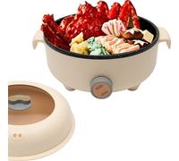 Hot Pot électrique 1.5L avec 2 vapeurs 21.5cm Réchaud de voyage multi-cuiseur (Kaki)