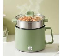 Hot Pot électrique 1,7 l avec cuiseur vapeur portable antiadhésif Mini cuiseur électrique avec double contrôle de puissance pour friture, steak, pâtes, ramen