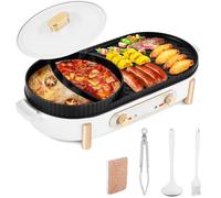 Hot Pot Électrique 2200W Gril Électrique Hot Pot Grill 2 En 1 Pot Hotpot Et Plaque De Gril Avec 2 Réglages De Température Indépenda