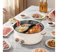 Hot pot électrique, 7,5 L Double Récipient avec Deux Régulateurs, 1600 W, Mijoteuse électrique avec Cloison de Séparation - 3 Vitesses, Hotpot Multifonctionnel pour Rôtir, Préparer des Ramen