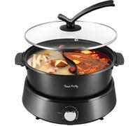 Hot Pot Electrique Appareil Fondue Chinoise 4L 220V 1350W Shabu Shabu Hotpot Avec Diviseur Wok Electrique[C468]