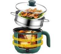 Hot Pot Électrique Avec Cuiseur À Vapeur 1,5L, Mini Marmite Électrique Portable Multifonction, Poêle Antiadhésive Avec Couvercle
