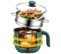 Hot Pot Électrique avec Cuiseur à Vapeur 1,5L, Mini Marmite Électrique Portable Multifonction, Poêle Antiadhésive avec Couvercle, Multicuiseur Rapide pour Nouilles Soupe Œufs Steak Voyage