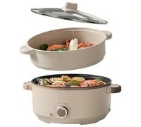 Hot Pot Électrique avec Cuiseur Vapeur 4,6 L Portable Marmite Électrique | 1000W Multifonctionnel Hotpot 3 Niveaux pour Frire, Ramen, Fondue, Soupe, Poêle Électrique pour Foyer Étudiant Camping Maison