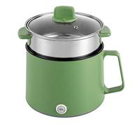 Hot Pot Électrique Casserole, Avec Cuiseur à Vapeur, Antiadhésive Multifonctionnelle, 1.7l Portable Poêle Multifonction, Antiadhésif Cuiseur Vapeur, Inoxydable, Pour Nouilles/Pâtes/Œufs/Soupe (Grün)