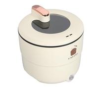 Hot Pot électrique, Cuiseur à Riz électrique Multifonctionnel 1,8 L Double Couche Anti-brûlure Antiadhésif Marmite électrique pour Nouilles Soupe Ragoût Cuisson à la Vapeur(Prise UE)