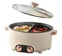 Hot Pot Électrique Marmite, 5.5L HotPot, 1600W Multifonctionnelle Antiadhésive avec Chauffage Rapide & Double Bouton de Régulation pour Dortoir Camping Maison, 3 Niveaux de Réglage de Température