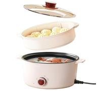 Hot Pot électrique Multifonction 4.6L 1000W - Autocuiseur Portable pour Hot Pot, Fondue, Ramen, Soupe - Poêle Électrique 3 Réglages avec Fonction Vapeur pour Cuisson, Ragoût - Idéal pour Dortoir