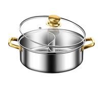 Hot Pot en acier inoxydable avec séparateur, double face Shabu Shabu pour réunion de famille, maison, camping, fête