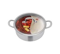 Hot Pot - Faitout en acier inoxydable 304 Dual Shabu - Avec 2 louches à soupe, cloison et couvercle - Pour cuisinières à induction, cuisinières à gaz, cuisinières électriques (28 cm)
