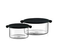 Hot Pot Set - Set 2 Plats avec Couvercle Noir - 1 L - 2,5 L
