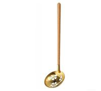 Hot Pot Skimmer Louche araignée en acier inoxydable 304 avec poignée en bois pour passoire à boulettes de viande, filtre à huile, écumoire 25,5 cm (passoire dorée)