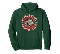 Hot-Rod Rebel Gasoline Junkie Vintage Old School Rétro Sweat à Capuche, Unisexe pour Adultes, Vert Forêt, M