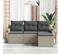 HOT SALE* Ensemble de canapé de jardin 4 pcs - SHIELD - Canapés d'extérieur - Gris clair Poly rotin - 2409130