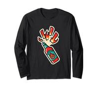 Hot Sauce Lover Spicy Food Fire Flames Chili Angry Retro Manche Longue