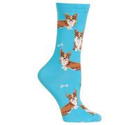 Hot Sox Fun Dog Lovers Crew Socks-1 Pair Pack-Cool & Cute Wordplay Novelty Fashion Gifts Chaussettes décontractées, Corgi (Bleu Clair), 4-10 Femme