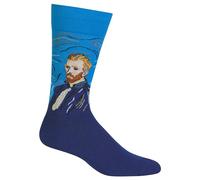 Hot Sox Men's Famous Artist Series Novelty Crew Socks, Van Gogh Self Portrait (Light Blue), Shoe Size: 6-12