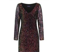 Hot Squash Hot Squash Metallic Blouson Sleeved V-Neck Sequin Dress Metallic 44