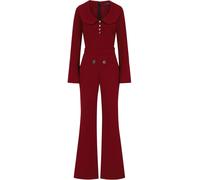 Hot Squash Hot Squash Red Bell Bottom Jumpsuit with Collar Detail