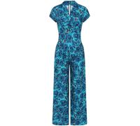 Hot Squash Hot Squash V-Neck Wide Leg Blue Jumpsuit with Cap Sleeves