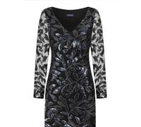 Hot Squash HotSquash Black Blouson Sleeved V-Neck Sequin Dress Black EU 40 (UK 12)