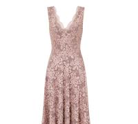 Hot Squash HotSquash Light Pink V-Neck Floral Lace Dress Pink 14