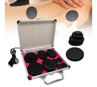 Hot Stone Kit de massage : 9 pierres de massage en basalte dans un coffret chauffant portable, pierres de massage chaudes en basalte pour massage, relaxation, traitement spa