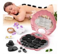 Hot-Stone Kit de massage en basalte avec étui chauffant portable, 3 niveaux de chaleur thérapeutique avec minuterie pour un usage domestique, massage, spa, détente (20)