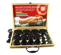 Hot Stone Lot de 20 pierres de massage en basalte avec kit chauffant, pierres de massage Hot Rocks Basalte