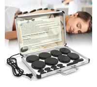 Hot Stones Ensemble de 18 pierres chaudes en basalte avec kit de chauffage pour spa portable Bianstone Boîte chauffante pour réchauffement, relaxation, guérison, soulagement de la douleur