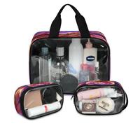 Hot Sun On Galaxy Nebula Lot de 3 grandes trousses de maquillage translucides pour homme et femme, grande trousse de toilette pour douche, articles de toilette, couleur, L, Trousse de maquillage