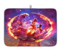 Hot Sun On Galaxy Nebula Tapis égouttoir à vaisselle en microfibre absorbant pour cuisine, cuillère, assiette en verre, 40,6 x 45,7 cm