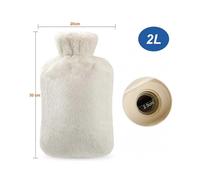 Hot Water Bag with Plush Cover 2L Large Capacity Rubber Hot Water Bottle Hand Feet Warmer for Bed Hot Compress Cold Therapy Shoulder Pain Relief