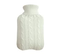 Hot Water Bottle 2000ML with Knit Cover for Pain Relief | Premium rubber bag with cozy knitted cover designed for natural pain relief and warmth Blanc A