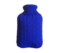 Hot Water Bottle 2000ML with Knit Cover for Pain Relief | Premium rubber bag with cozy knitted cover designed for natural pain relief and warmth Bleu A