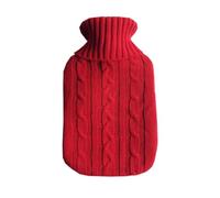 Hot Water Bottle 2000ML with Knit Cover for Pain Relief | Premium rubber bag with cozy knitted cover designed for natural pain relief and warmth Rouge A