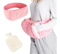 Hot Water Bottle Plush Hot Water Bottle with Hand Pockets,Menstrual Pain Relief and Abdominal Cramps (Pink)