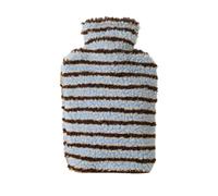 Hot Water Bottle, Plush Striped Heat Pack for Pain Relief | Premium PVC hot water bag, soft striped cover for cozy heat, designed for body pain relief Blue 1000ML