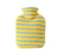 Hot Water Bottle, Plush Striped Heat Pack for Pain Relief | Premium PVC hot water bag, soft striped cover for cozy heat, designed for body pain relief Yellow 500ML
