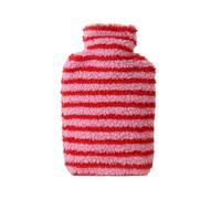 Hot Water Bottle, Plush Striped PVC Bag for Pain Relief | Durable PVC liner with soft plush cover, provides reliable heat therapy, designed for pain relief Red 1000ML