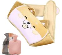 Hot Water Bottle with Soft Plush Rubber Cover with Soft Waist Cover,Belt for Neck,Shoulder,Back and Legs,Orange