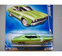 HOT WHEELS 08/10 '09 MUSCLE MANIA '69 CHEVELLE LT GREEN WITH WHITE STRIPE 084/190