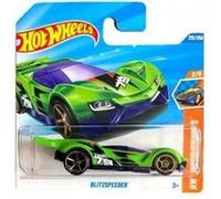 Hot wheels 1:64 - blitzspeeder voiture de course futuriste - aileron surdimensionne - modele collector rare - set jouet + carte