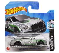 Hot Wheels 2018 Bentley Continental GT3 HW Modified 3/5 HKL45 Carte Courte Gris argenté métallisé Mattel 2023