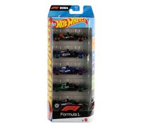 Mattel Hot Wheels Formula 1 Coffret 5 voitures de course métal 1/64 décors écuries F1 JGF58