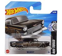 Hot Wheels 55 Chevy - Rod Squad 3/10 - HYW96 - Carte courte - FiTech Fuel Injection - Noir et or - GM - Mattel 2025-1:64
